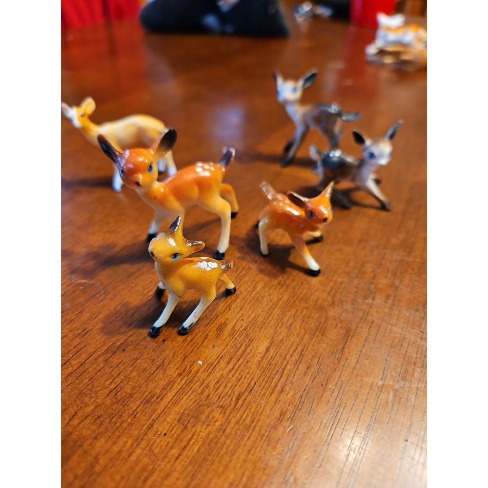 Vintage Lot Of 6 Small Plastic Reindeer